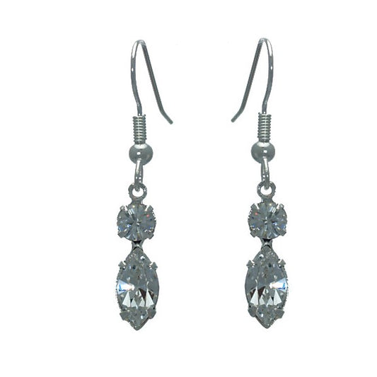 SALAMACINA Silver Plated Clear Crystal Hook Earrings