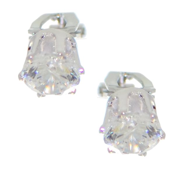 SELENE silver plated crystal clip on earrings by Rodney