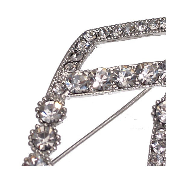 Semi Quaver Silver tone Crystal Note Brooch