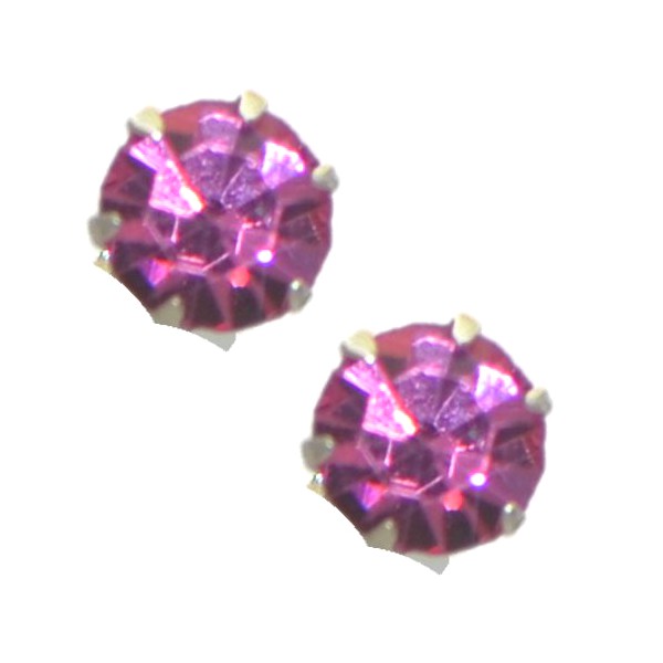 SEMIRAMIS 6mm Sterling Silver Pink Crystal Post Earrings
