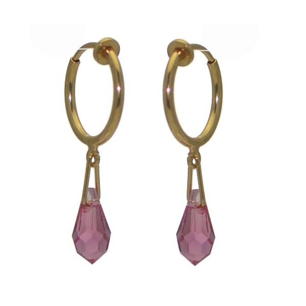 SERAPHINA CERCEAU Gold Plated Light Rose Crystal Clip On Earrings