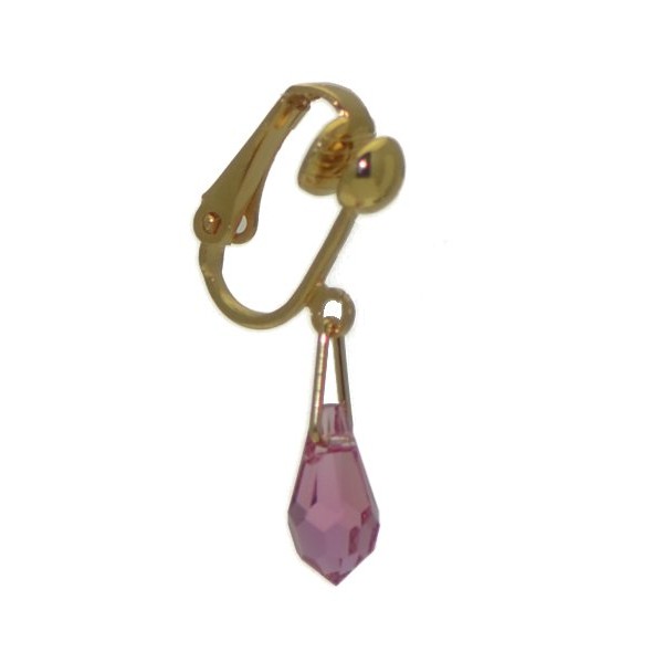 SERAPHINA Gold Plated Light Rose Crystal Clip On Earrings
