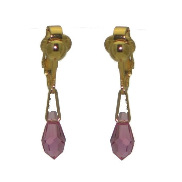 SERAPHINA Gold Plated Light Rose Crystal Clip On Earrings