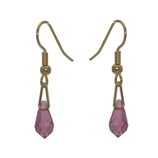 SERAPHINA Gold Plated Light Rose Crystal Hook Earrings