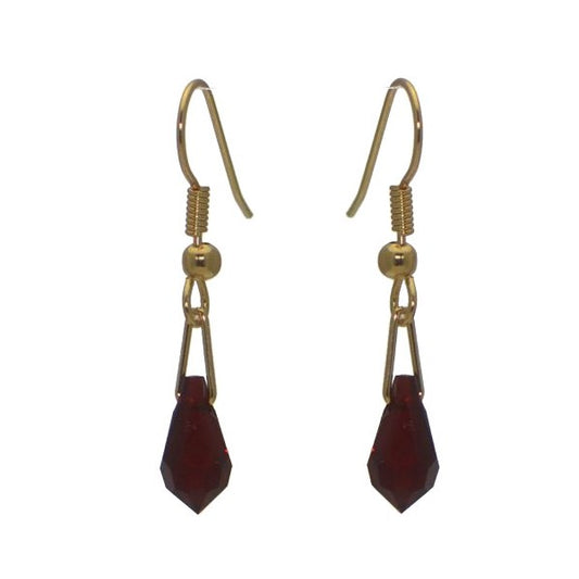 SERAPHINA Gold Plated Siam Crystal Hook Earrings
