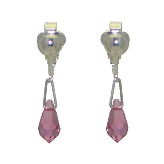 SERAPHINA Silver Plated Light Rose Crystal Clip On Earrings