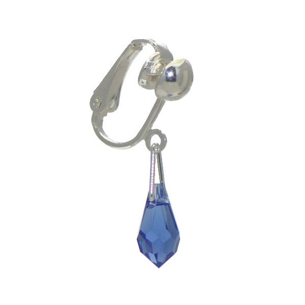 SERAPHINA Silver Plated Sapphire Crystal Clip On Earrings