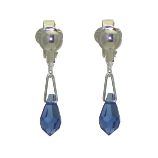 SERAPHINA Silver Plated Sapphire Crystal Clip On Earrings