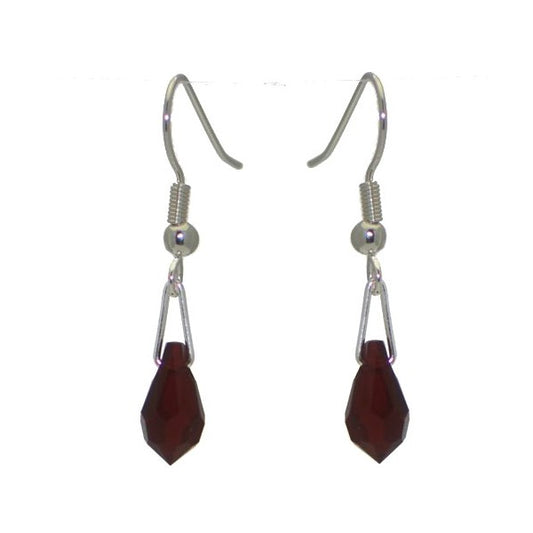 SERAPHINA Silver Plated Siam Crystal Hook Earrings