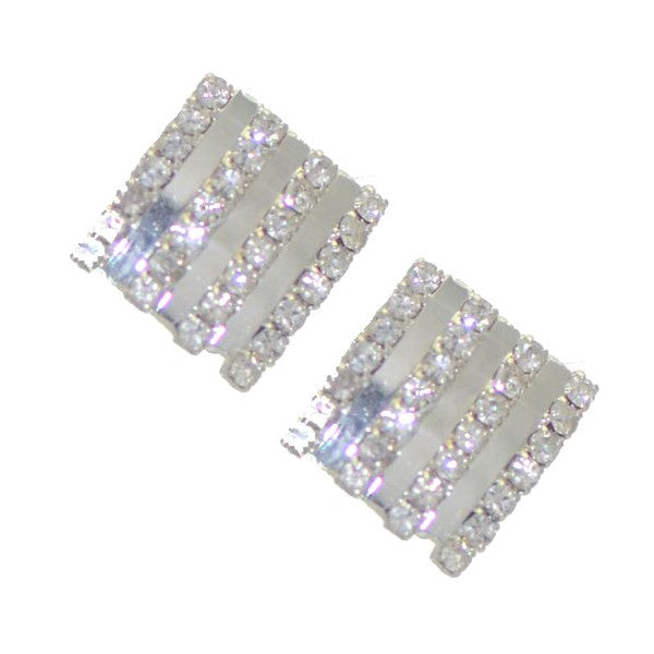 SHAKIA Silver plated Clear Crystal Clip On Earrings