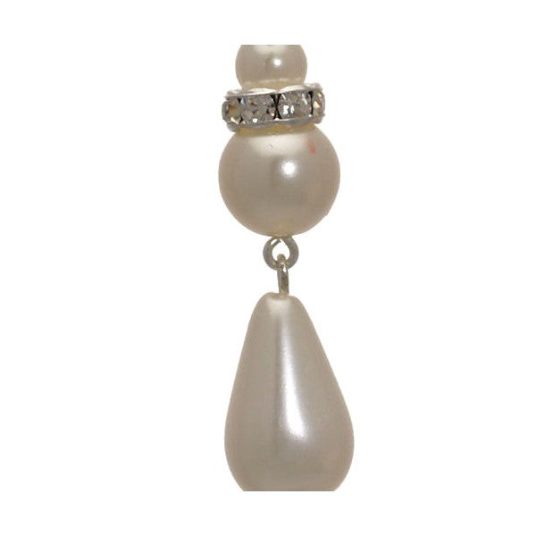 SHALANI Silver plated White faux Pearl Crystal Clip On Earrings