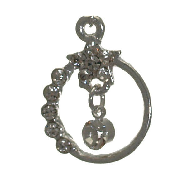 SHARONA Silver tone Crystal Hoop Hook Earrings