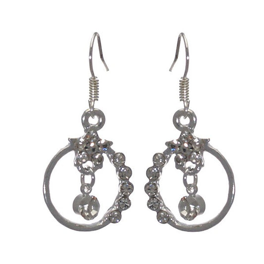 SHARONA Silver tone Crystal Hoop Hook Earrings