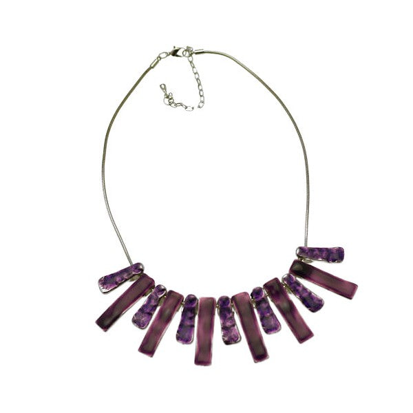 Sheena Silver tone Purple Collar Necklace