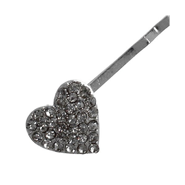 Shelette Silver tone Crystal Heart Hair Clips