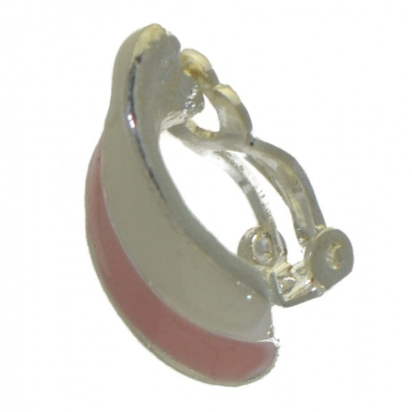 SHIRLEY silver tone pink and white clip on earrings