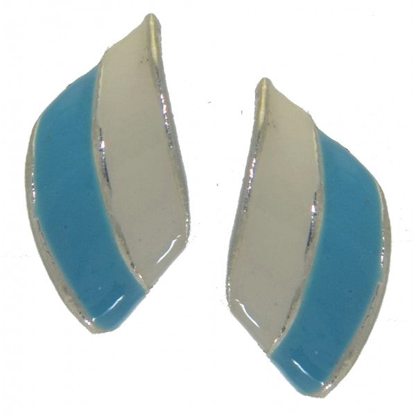 SHIRLEY silver tone turquoise and white clip on earrings