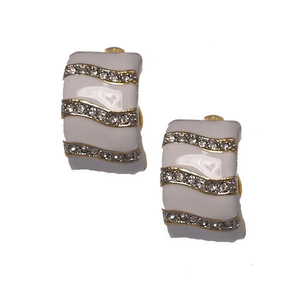 Sidnee Gold tone White Crystal Clip On Earrings