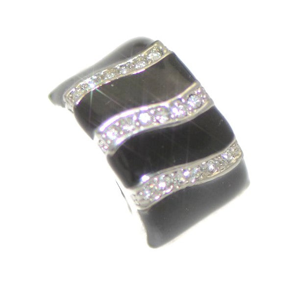 SIDNEE Silver tone Black Crystal Clip On Earring