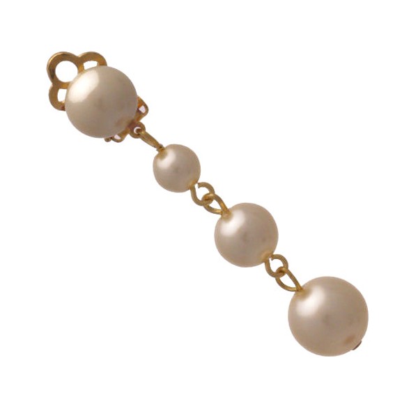 Simonetta Gold tone Cream faux Pearl Drop Clip On Earrings