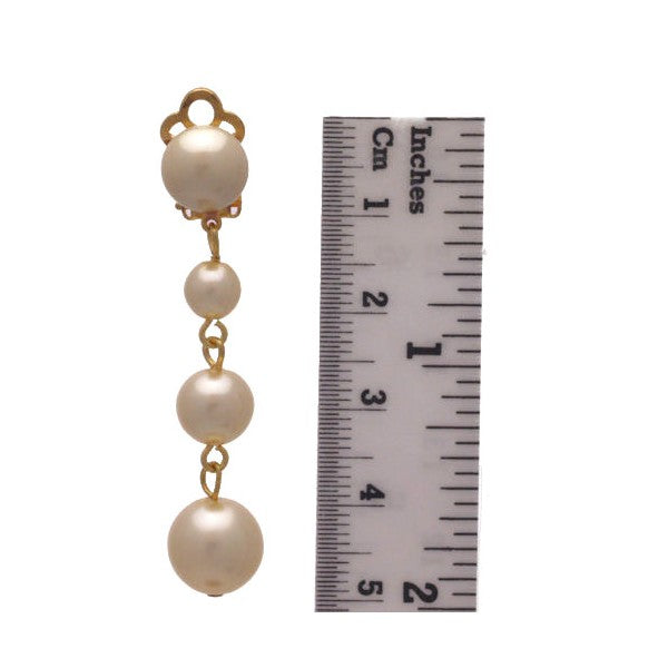 Simonetta Gold tone Cream faux Pearl Drop Clip On Earrings