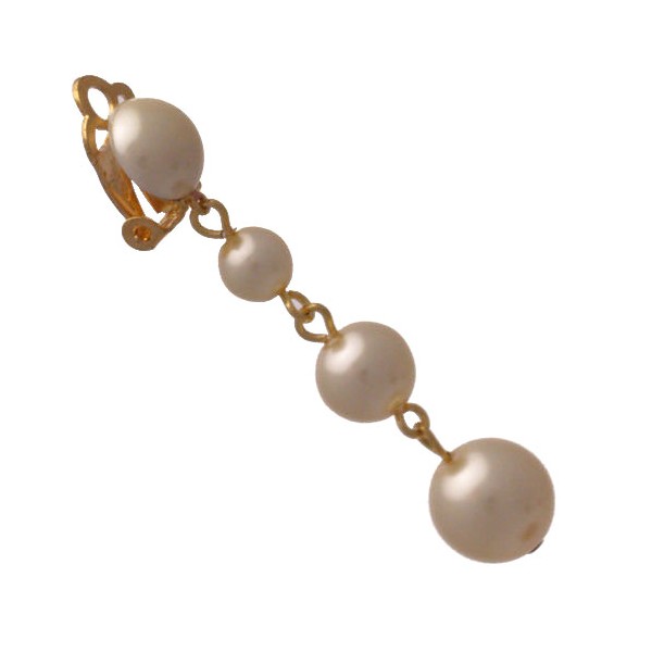 Simonetta Gold tone Cream faux Pearl Drop Clip On Earrings