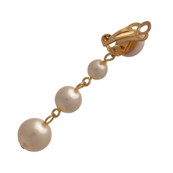 Simonetta Gold tone Cream faux Pearl Drop Clip On Earrings