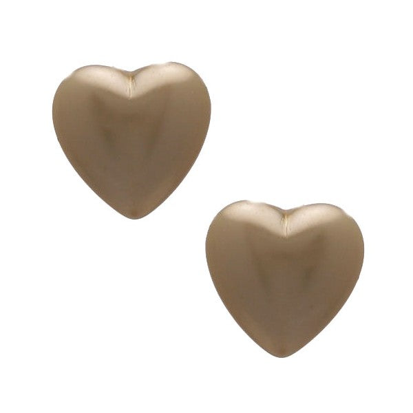 Sincere 14mm Gold tone Cream faux Pearl Heart Clip On Earrings