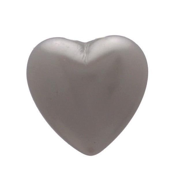 SINCERE 14mm Silver tone White faux Pearl Heart Clip On Earrings