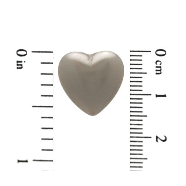 SINCERE 14mm Silver tone White faux Pearl Heart Clip On Earrings