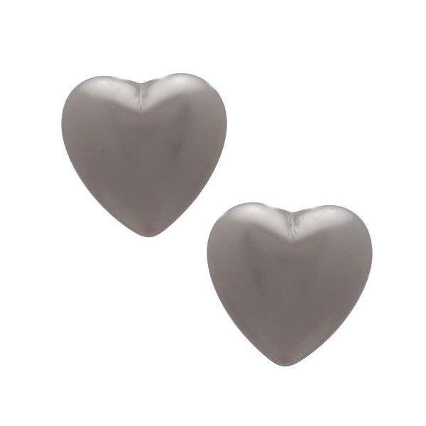 SINCERE 14mm Silver tone White faux Pearl Heart Clip On Earrings