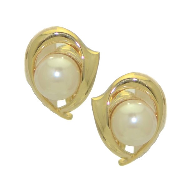 SIRENE Gold Plated faux Pearl Clip On Earrings by Rodney