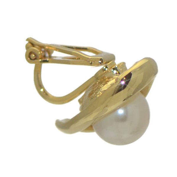 SIRENE Gold Plated faux Pearl Clip On Earrings by Rodney