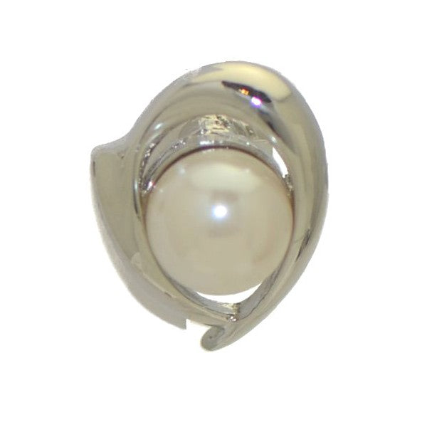 SIRENE Silver Plated faux Pearl Clip On Earrings by Rodney