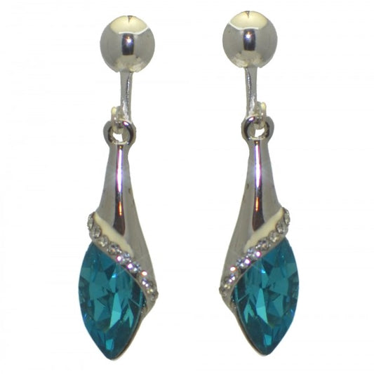 SOPHIE Silver plated Blue Crystal Clip On Earrings