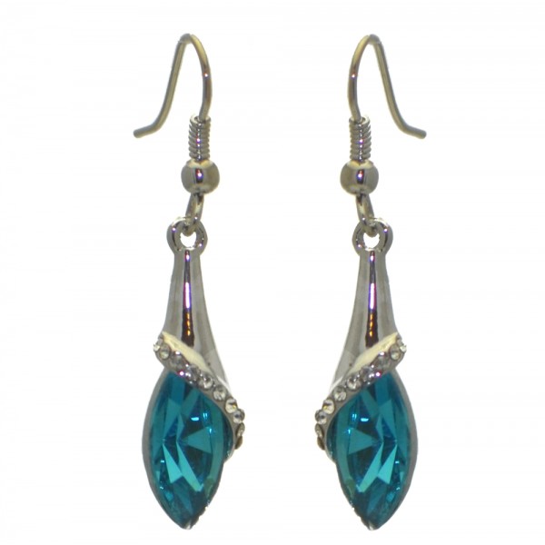 SOPHIE Silver tone Blue Crystal Hook Earrings