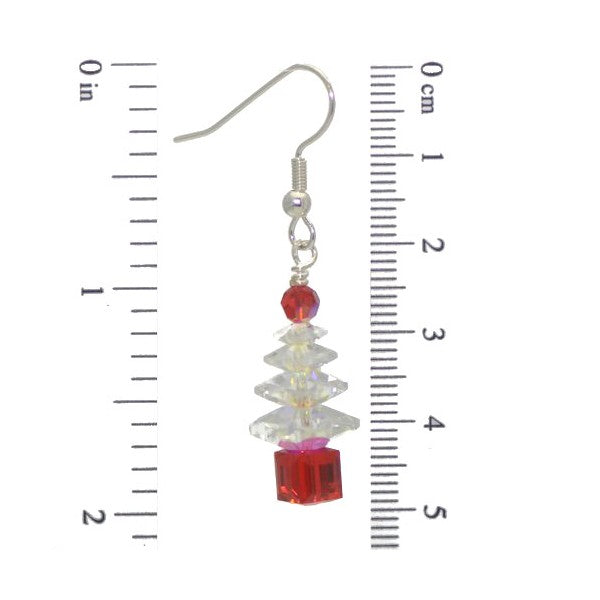 SPARKLING PINE Silver Plated AB Christmas Tree Hook Earrings