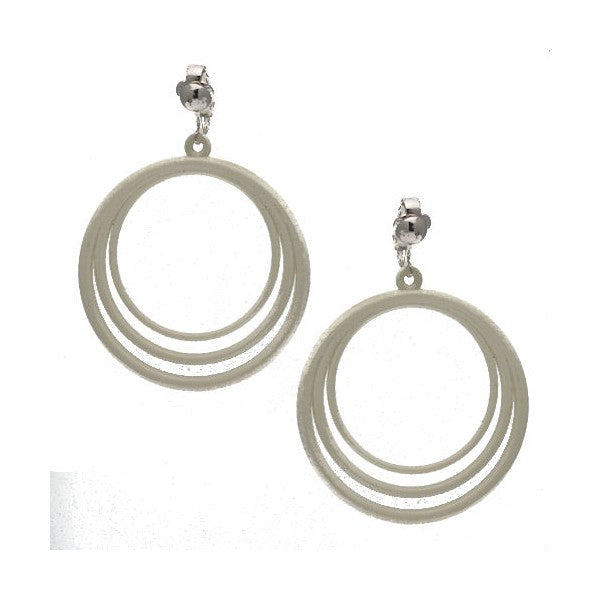 Stansie Silver plated White Hoop Clip On Earrings