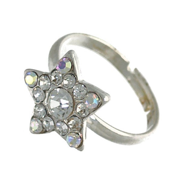 Star Silver tone Crystal Fashion Ring