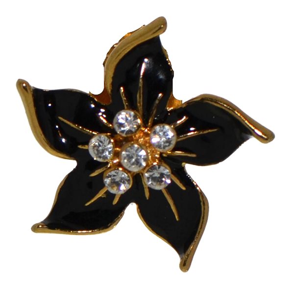 STARFLOWER gold plated black clip on earrings