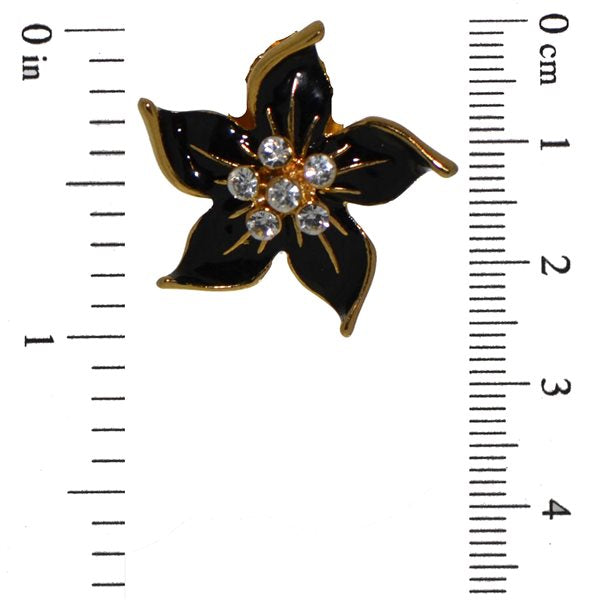 STARFLOWER gold plated black clip on earrings