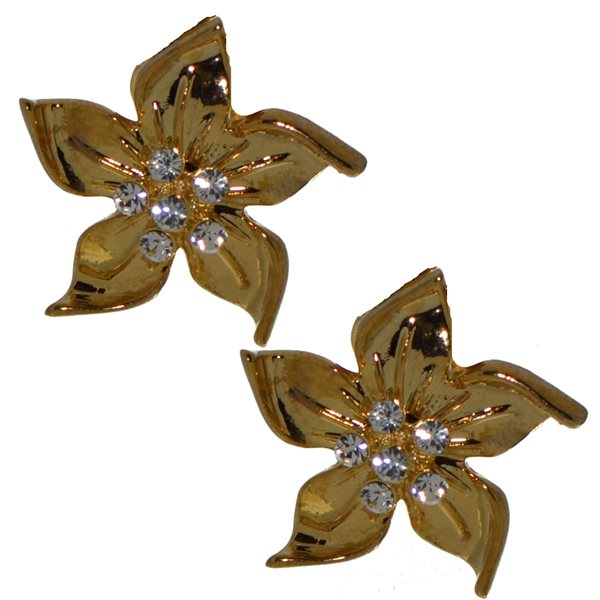 STARFLOWER gold plated crystal clip on earrings