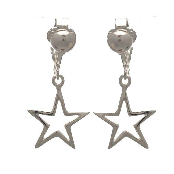 STARLIGHT Silver Plated Star Clip On Earrings By VIZ