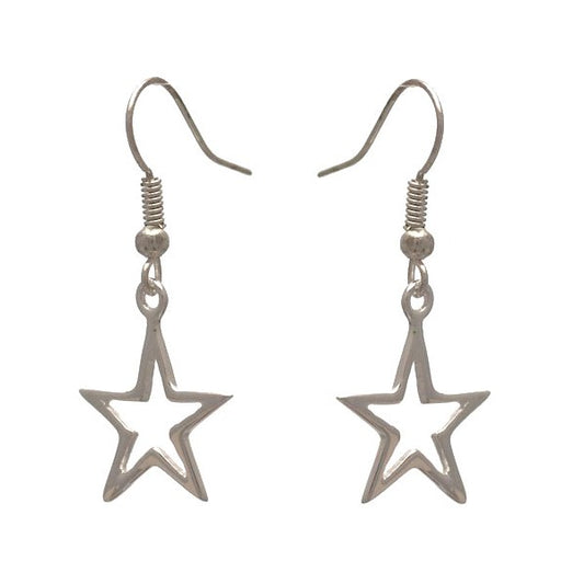 STARLIGHT Silver Plated Star Hook Earrings By VIZ