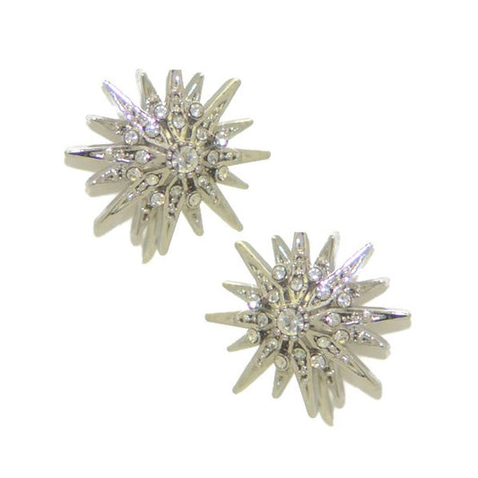 STARLITE Silver Plated Crystal Clip On Earrings by Rodney