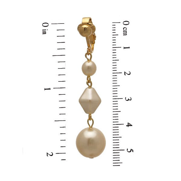 STATUETTE Gold plated Cream faux Pearl Clip On Earrings