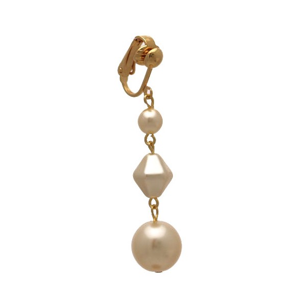 STATUETTE Gold plated Cream faux Pearl Clip On Earrings