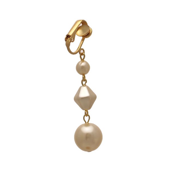 STATUETTE Gold plated Cream faux Pearl Clip On Earrings