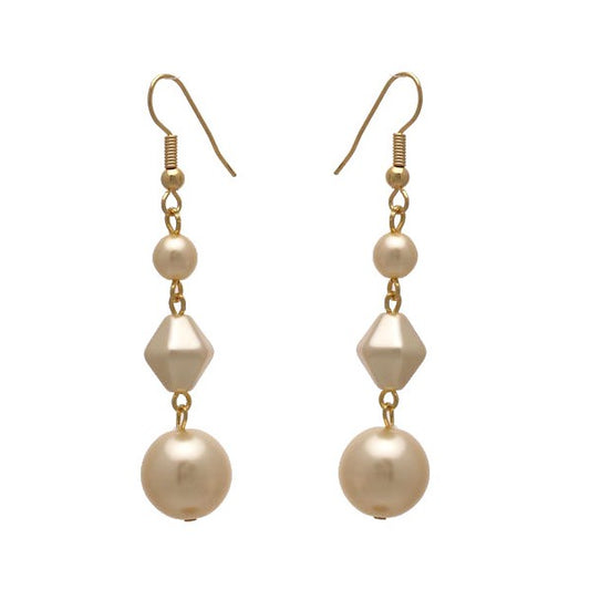 STATUETTE Gold plated Cream faux Pearl Hook Earrings