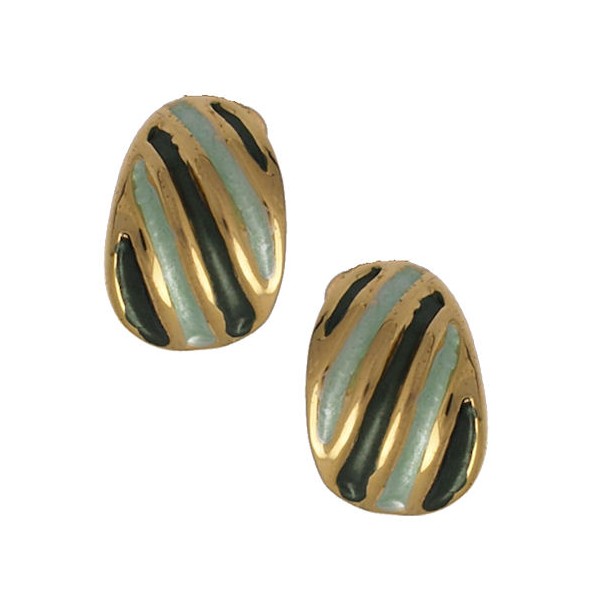 Suzy Gold tone Green Clip On Earrings